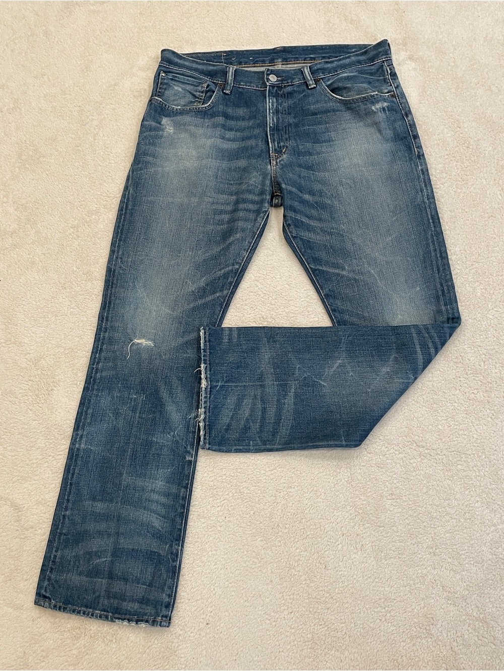 Denim & Supply Ralph Lauren Jeans36x32 Slim Straight Blue Medium Wash Distressed